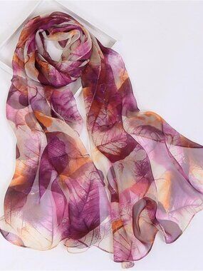 Mulberry Breeze Fashion Scarf Women's Chiffon Printed Soft Wrap 63 x 19 in